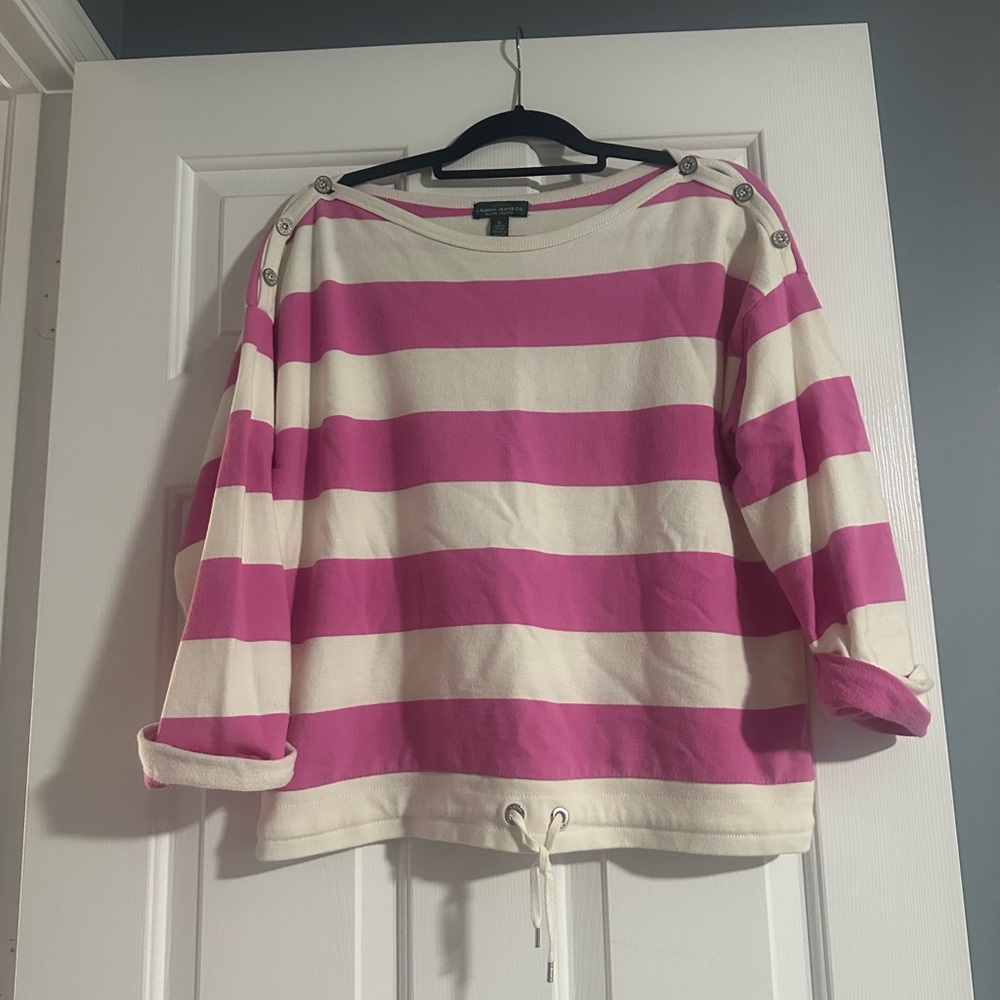 Ralph Lauren Pink and White Striped Sweatshirt